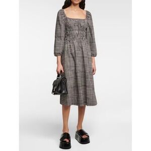 Proenza Schouler White Label Gingham Smocked Midi Dress Black White Size 2
